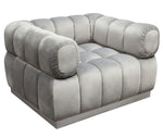 Image Platinum Grey Velvet Tufted Cube Accent Chair