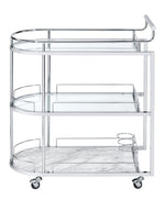 Inyo Clear Glass/Chrome Metal 3-Tier Serving Cart