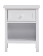 Iolanda White Wood Nightstand with Drawer & Shelf