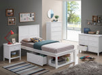 Iolanda White Wood Nightstand with Drawer & Shelf