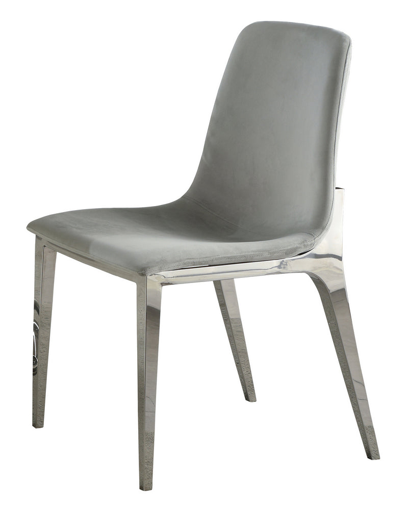 Irene 4 Light Grey Velvet/Chrome Finish Metal Side Chairs