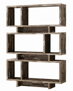 Isa Salvaged Cabin Wood 3-Tier Bookcase with 2 Open Cubbies