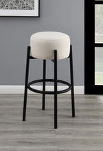 Isabel 2 White Fabric/Black Metal Bar Stools