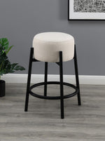 Isabel 2 White Fabric/Black Metal Counter Height Stools