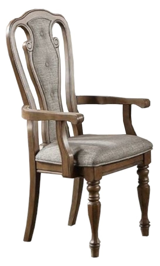 Iwona 2 Brown Fabric/Wood Arm Chairs
