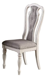 Iwona 2 White Wood/Grey Fabric Side Chairs