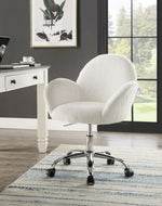 Jago White Lapin Fabric Swivel Office Chair