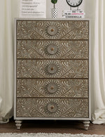 Jakarta Antique White Wood 5-Drawer Chest