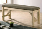 Jamestown Ivory Fabric/Gray Wood Dining Bench