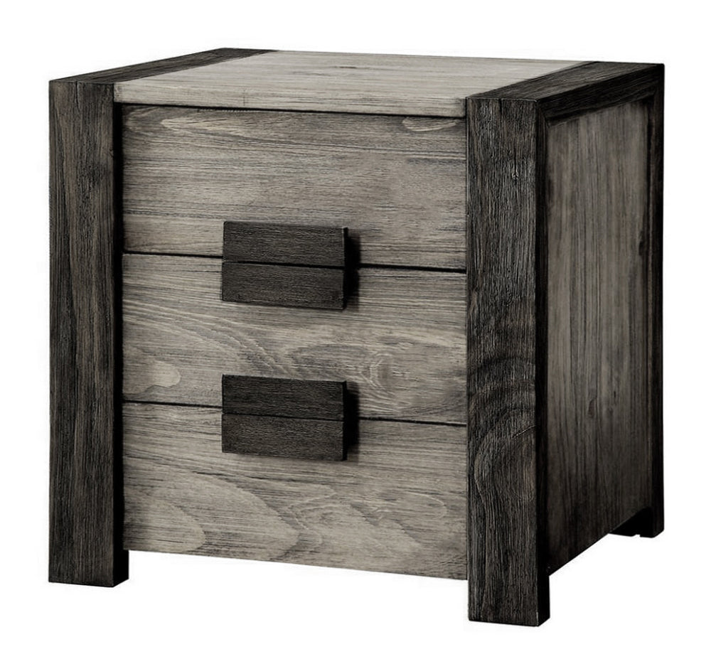 Janeiro Gray Wood 2-Drawer Nightstand