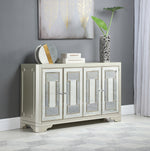 Jaquetta Champagne Wood Accent Cabinet with Mirrored Doors