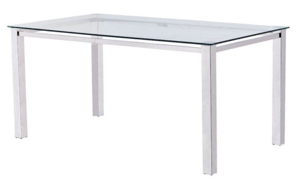 Jayden Clear Glass/Chrome Metal Dining Table
