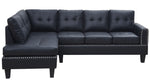 Jeimmur 2-Pc Black PU Leather Tufted LAF Sectional Sofa