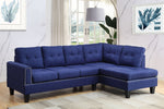 Jeimmur 2-Pc Blue Linen Tufted RAF Sectional Sofa