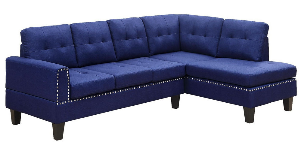 Jeimmur 2-Pc Blue Linen Tufted RAF Sectional Sofa