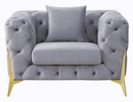 Jelanea Gray Velvet Tufted Chair