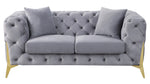 Jelanea Gray Velvet Tufted Loveseat