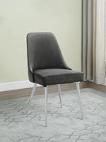 Sonnett 2 Grey Fabric/Chrome Finish Metal Side Chairs