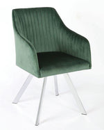 Jemma Green Matte Velvet/Chrome Metal Swivel Arm Chair
