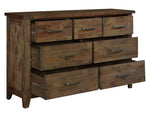 Jerrick Burnished Brown Wood 7-Drawer Dresser