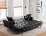 Jett Black Faux Leather Sectional Sofa Bed