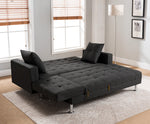 Jett Black Linen Fabric Sectional Sofa Bed