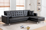 Jett Black Faux Leather Sectional Sofa Bed