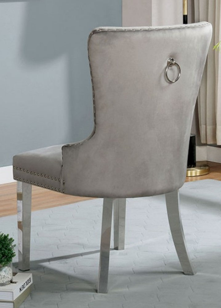 Jewett 2 Gray Flannelette/Chrome Side Chairs