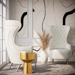 Jezebel Cream Velvet Wingback Accent Chair