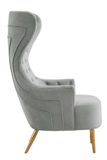 Jezebel Grey Velvet Wingback Accent Chair