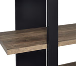 Jimena Black/Aged Walnut Wood 4-Shelf Bookcase