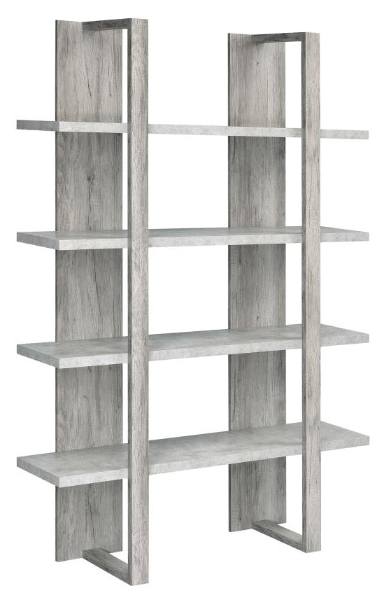 Jimena Grey Driftwood/Cement Wood 4-Shelf Bookcase