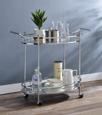 Jinx Clear Glass/Chrome Metal 2-Tier Serving Cart