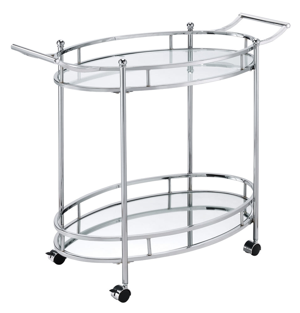 Jinx Clear Glass/Chrome Metal 2-Tier Serving Cart