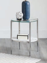 Journey Clear Glass/Faux Carrara Marble/Metal End Table