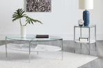 Journey Clear Glass/Faux Carrara Marble/Metal End Table