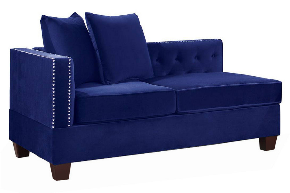 Jovie Indigo Velvet Modular Sectional Sofa with Ottomans