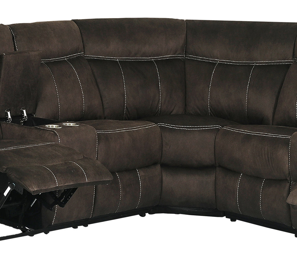 Juan 3-Pc Brown Fabric Manual Recliner Sectional Sofa