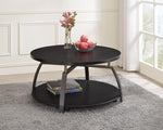 Juliette Dark Grey Wood/Black Nickel Metal Coffee Table