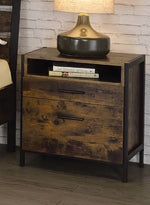 Juvanth Rustic Oak Wood 2-Drawer Nightstand with Open Shelf