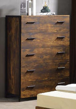 Juvanth Rustic Oak Wood 5-Drawer Chest