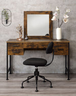 Juvanth Rustic Oak Wood Vanity Desk with Mirror