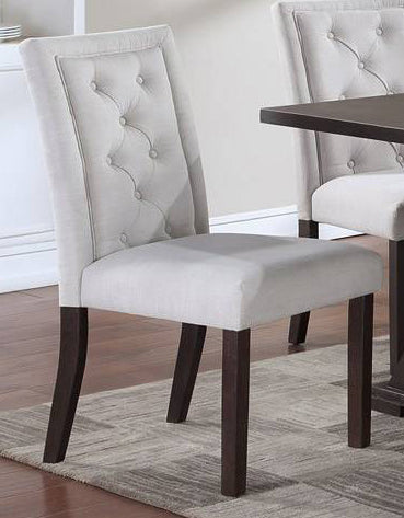 Kade 2 White Fabric/Brown Wood Side Chairs