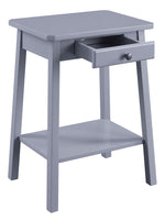 Kaife Gray Side Table with Drawer & Shelf