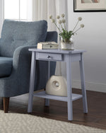 Kaife Gray Side Table with Drawer & Shelf