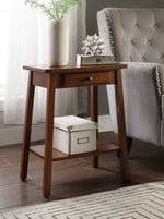 Kaife Walnut Side Table with Drawer & Shelf