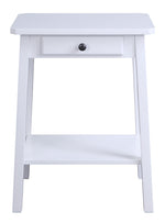 Kaife White Side Table with Drawer & Shelf