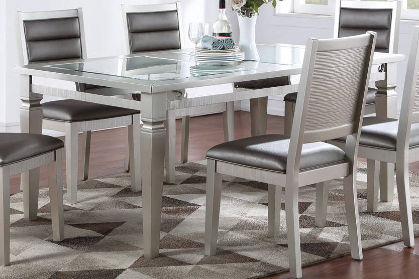 Kallie Silver Wood Rectangular Dining Table