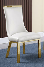Kalypso White Faux Leather/Gold Side Chair