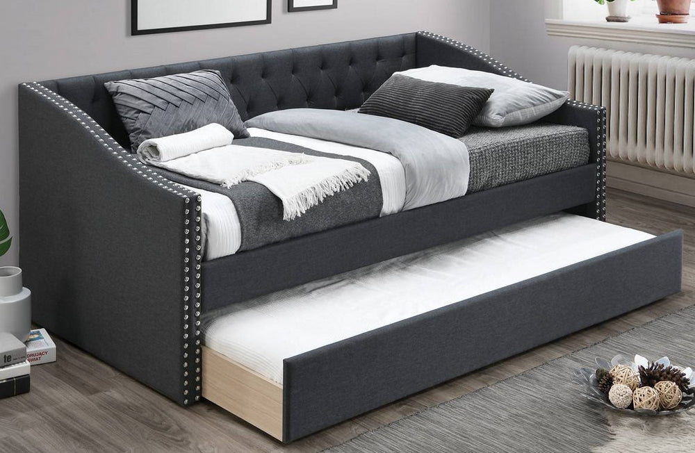 Kanti Charcoal Burlap Twin Daybed with Trundle